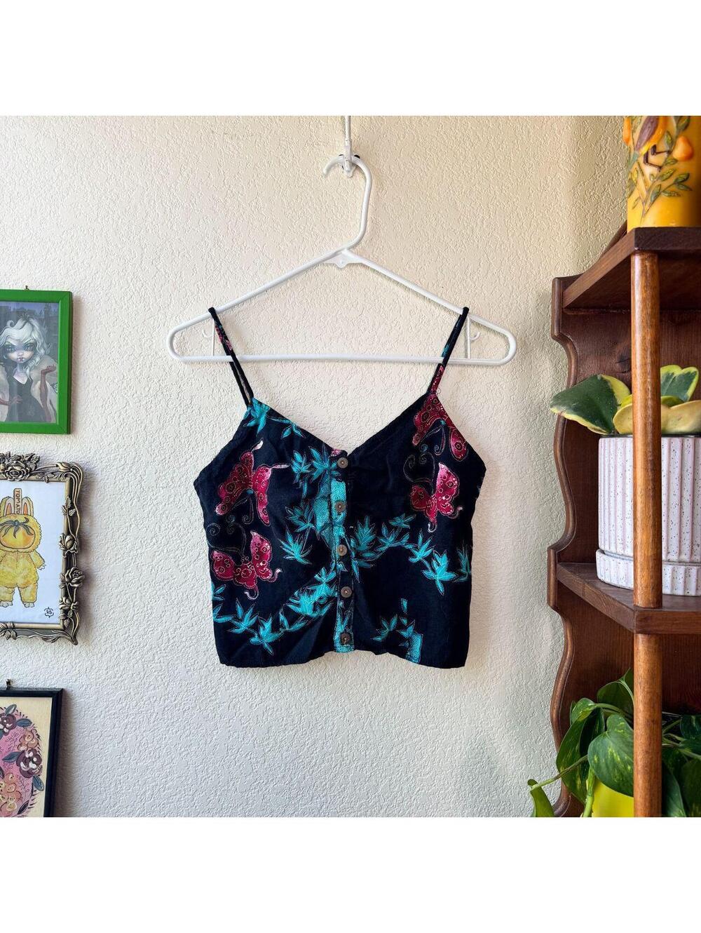 Vintage Women's 90's Y2K Butterfly Crop Top